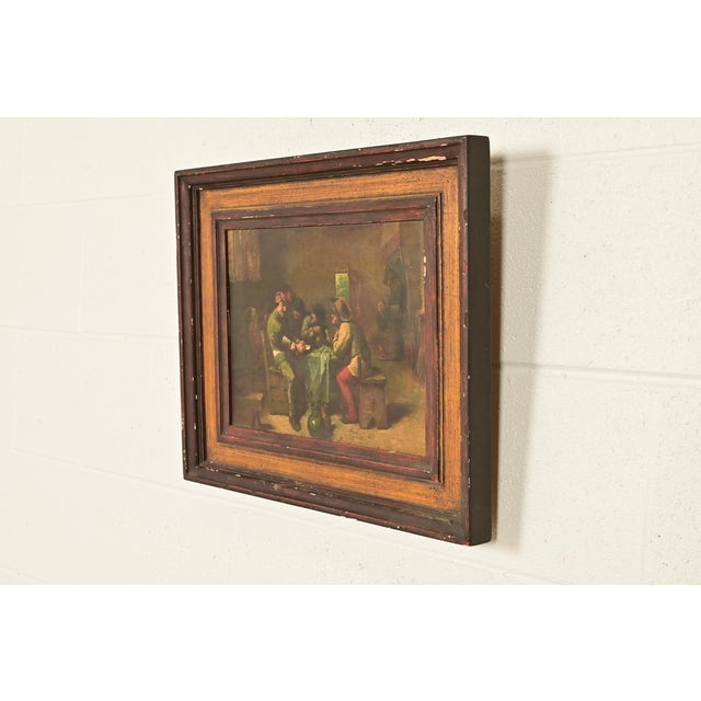 Figurative "Peasants Playing Cards" Reproduction Oil Painting by Adriaen Brouwer For Sale - Image 3 of 13