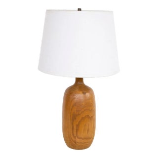 Handmade Turned Oak Table Lamp For Sale