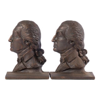 Vintage Sargent George Washington Cast Iron Bookends - a Pair For Sale