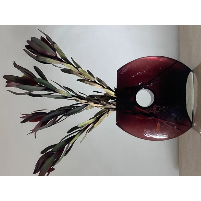 A Modernist Art Glass “Donut” Vase In Aubergine, Late 20Th Century For Sale - Image 9 of 12