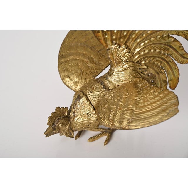 Italian Gold Plated Fighting Cockerel Ornaments, 1960s, Set of 2 For Sale - Image 15 of 16