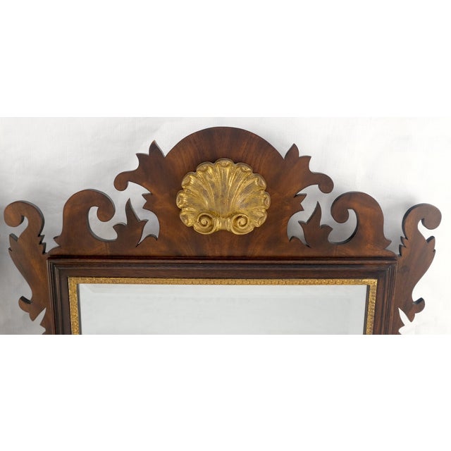 Pair of Flame Mahogany Gilt Scallop Mount Virginia Galleries Henkel Harris Beveled Wall Mirrors MINT!