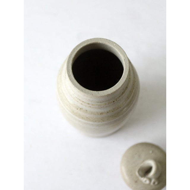 Cream Vintage Studio Pottery Jar For Sale - Image 8 of 11