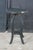 Black Vintage Arts & Crafts Oak Black Octagonal Plant Stand Pedestal Table 25" For Sale - Image 8 of 16
