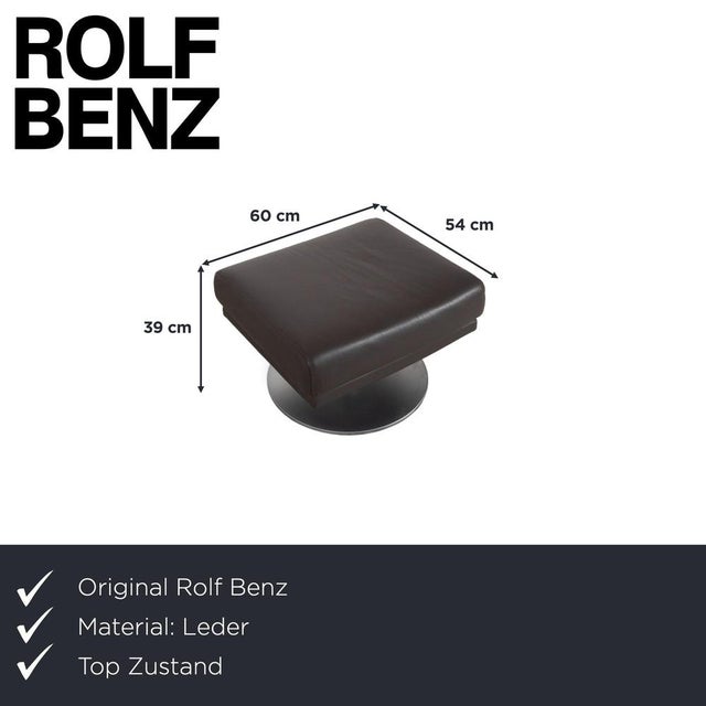 Modern Set of Armchair and Ottoman in Black Leather from Rolf Benz For Sale - Image 3 of 18