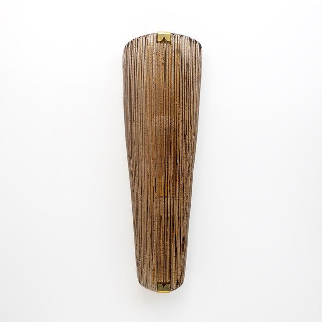 Metal Modern Amber Murano Glass and Brass Sconces, 2000, Set of 2 For Sale - Image 7 of 12