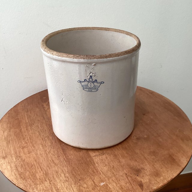 Antique Robinson Ransbottom Blue Crown Stoneware Crock Roseville Ohio For Sale - Image 9 of 12