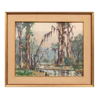Early 20th Century Louisiana Swamp Landscape (Original Oil Painting, New Orleans), Knute Heldner For Sale