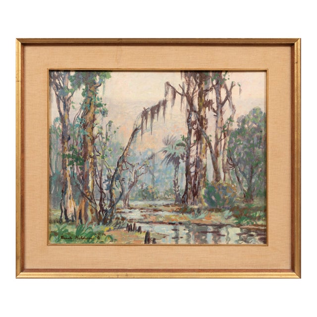 Early 20th Century Louisiana Swamp Landscape (Original Oil Painting, New Orleans), Knute Heldner For Sale