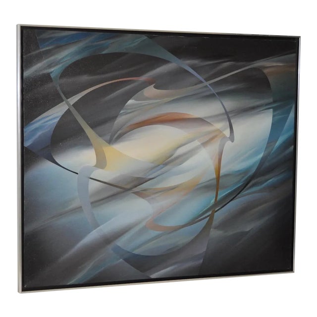 David Fortney (American, 20th C.) "Dark Star" Original Oil Painting C.1970 For Sale