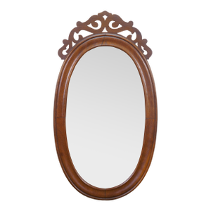 Antique Victorian Mahogany Oval Vanity Dresser Mirror 28"