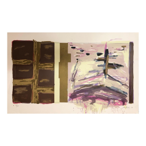 Joan SnyderLarge Abstract Expressionist Feminist Lithograph Incorporating Text ''FMSWNL'', 1980