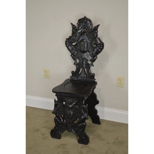 Italian Renaissance Antique Phoenix Carved Walnut Hall Chair For Sale - Image 4 of 13