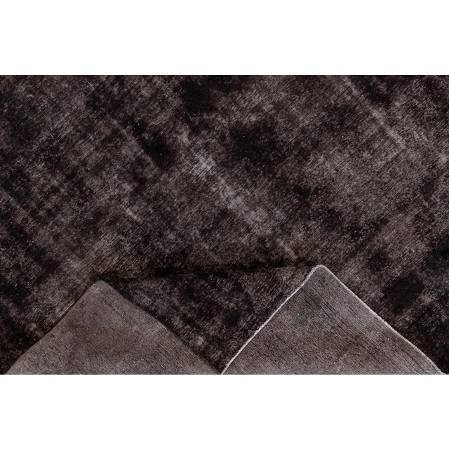 Turkish Vintage Distressed Turkish Handmade Gray-Charcoal Geometric Wool Rug For Sale - Image 3 of 10