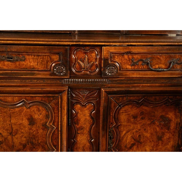 Antique French Provincial Normandy Carved Walnut Dresser Buffet Vaissilier 1790 For Sale - Image 17 of 18