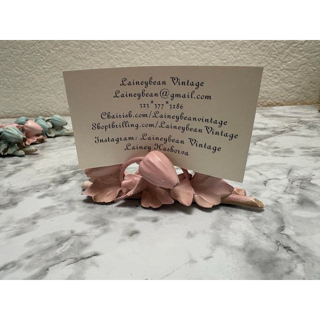 Vintage Italian 1950s Porcelain Flower Place Card Holders, Set of Twelve For Sale In Sacramento - Image 6 of 10