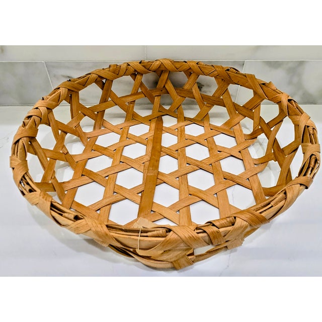 American 1989 Handcrafted White Oak Lattice Basket by Ernest J. Henning For Sale - Image 3 of 10