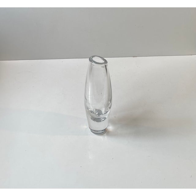 Thick organically shaped art glass vase. Designed by Sven Palmqvist and made at Orrefors in Sweden during the 1950s. Fine,...