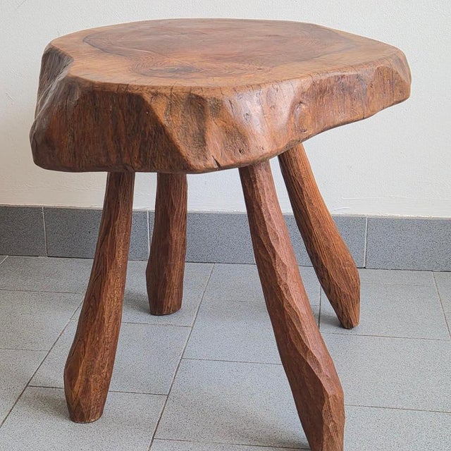 1970s Brutalist Side Table in Oak by Jean Touret for Marolles, 1970s For Sale - Image 5 of 14