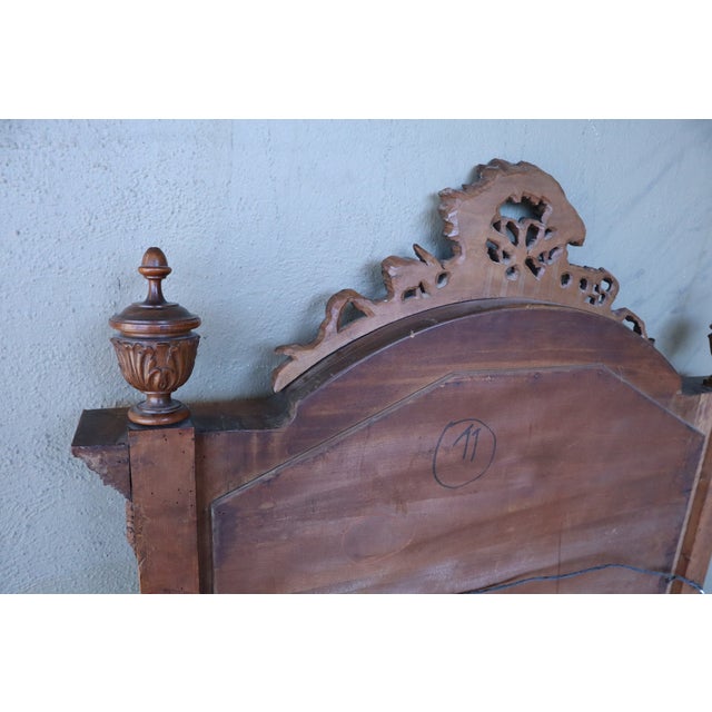 Antique French Carved Walnut Arch Mercury Mirror For Sale - Image 11 of 12