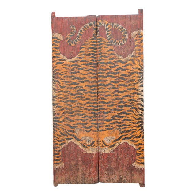 Antique Chinese Painted Door For Sale