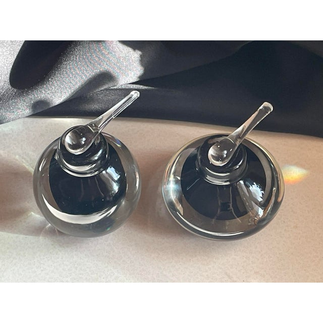 Pair of Vintage Amethyst Studio Glass Perfume Bottles- Unsigned - Mid 20th Century For Sale - Image 6 of 12