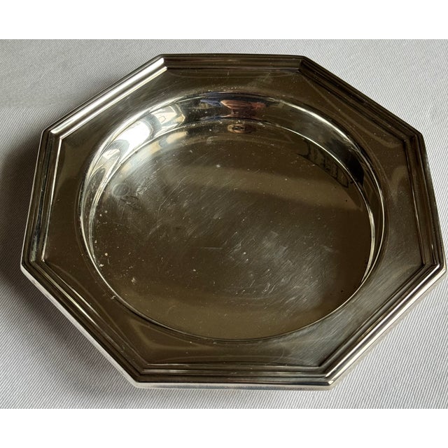 Metal Early 20th Century Wallace Silversmiths Octagonal Art Deco Style Silver Plated Wine Coaster Dish For Sale - Image 7 of 12
