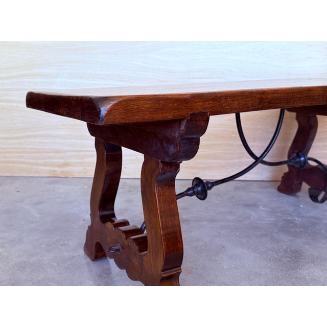 Early 20th Century Early 20th Century Spanish rectangular coffee table with lyre Legs For Sale - Image 5 of 18
