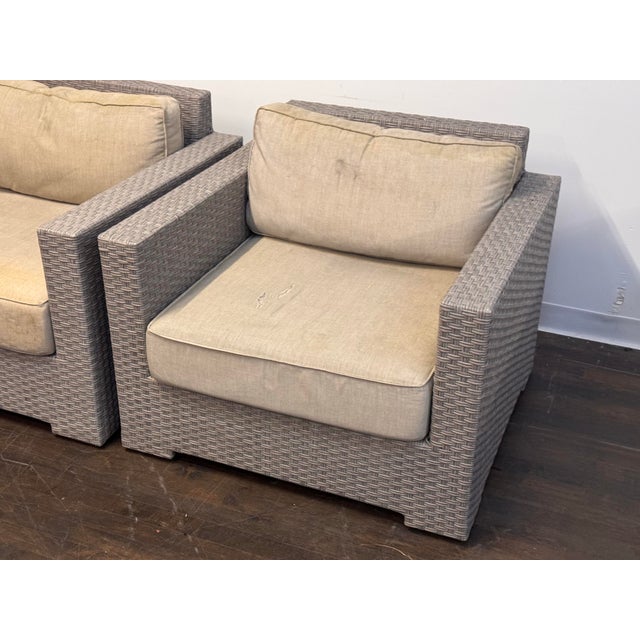 Modern Crate & Barrel Outdoor Lounge Arm Chairs, Pair For Sale - Image 3 of 12