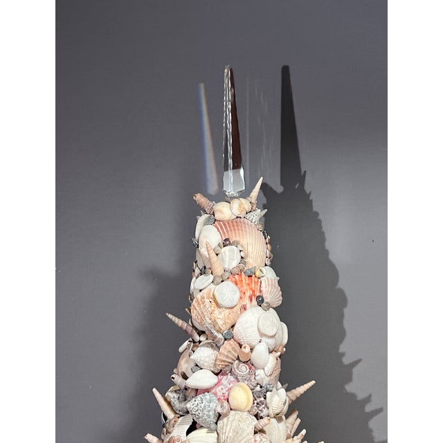 Baroque Vintage Italian Large Grotto Style Seashell & Rock Crystal Topiary on the Gilt Stand For Sale - Image 3 of 11