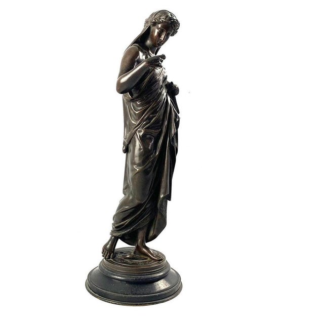 19th Century Bronze of a Women Draped in Robes on a Circular Zodiac Base For Sale - Image 3 of 9