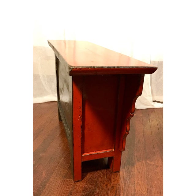 20th Century Chinese Medium Sized Cinnabar Lacquered Sideboard Buffet Alter For Sale - Image 4 of 11