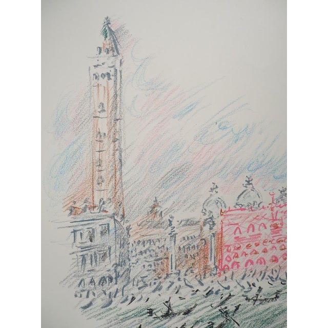 André Masson, Venice, Gondolas and Saint Mark, Original Signed Pastel For Sale - Image 4 of 10
