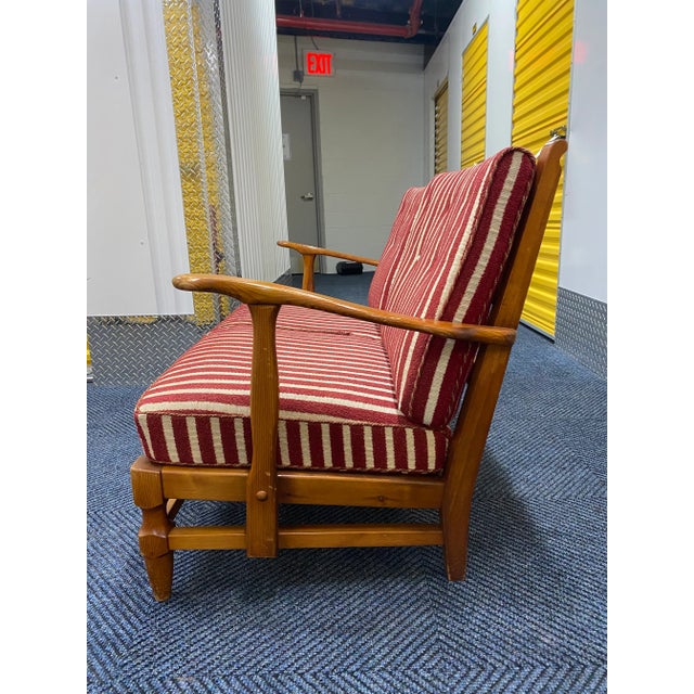 1940's Pine Sofa by Gunnar Göpert and produced by his namesake company in Jönköping, Sweden. Cushions with original fabric...