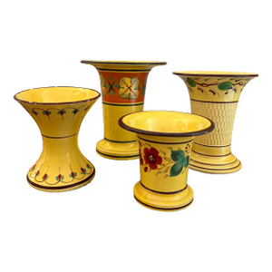 Collection of Antique Early 19th Century Bright Yellow Vases