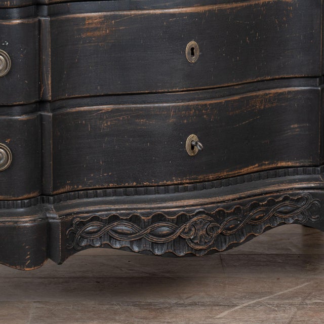 Late 18th Century Black Rococo Oak Chest of Five Drawers, Denmark For Sale - Image 6 of 13