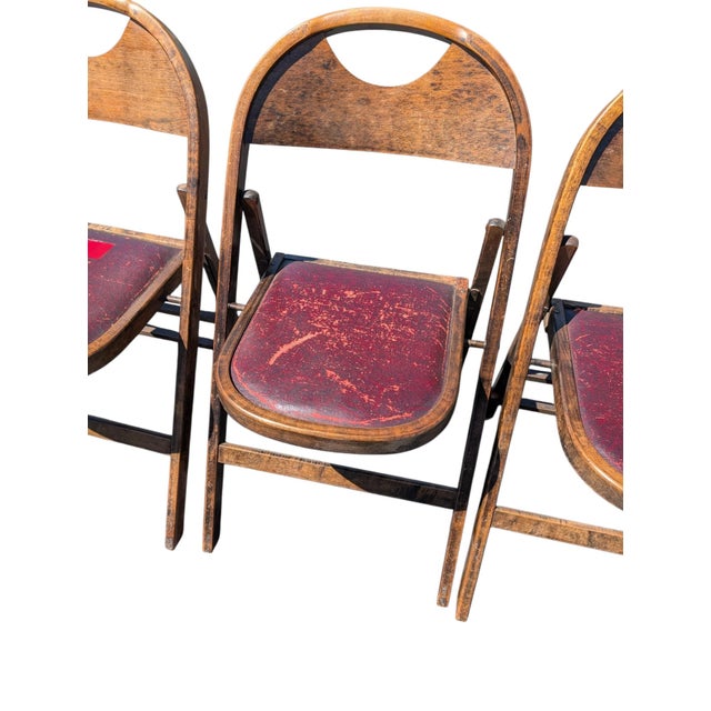 Set of 6 Vintage Acme Chair Company Walnut Folding Chairs + 2 Parts Chairs For Sale - Image 4 of 12