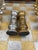 Vintage Style Chess Board Game Table, With 32 Matching Pieces, Silver Leaf + Gold Leaf For Sale - Image 9 of 9