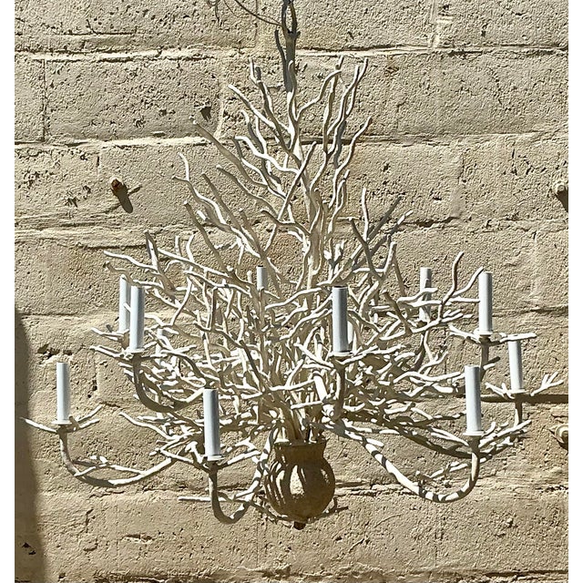 Capture the serene beauty of the ocean with this captivating Vintage Coastal Coral Branch Chandelier. This unique light...