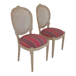 1990s Vintage Carved Wood Side Chairs - Set of 2
