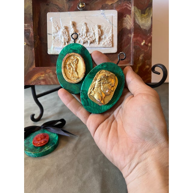Grand Tour Italian Grand Tour Style Faux Marble Specimen Gilded Classical Intaglio Collection For Sale - Image 3 of 15