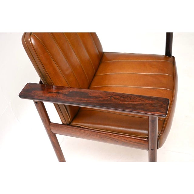 Wood Vintage Leather Armchair by Sven Ivar Dysthe for Dokka, 1960s For Sale - Image 7 of 11