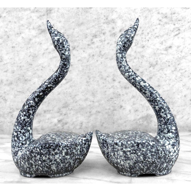 California Pottery Mid-Century California Pottery Black & White Swan Sculpture - a Pair For Sale - Image 4 of 8
