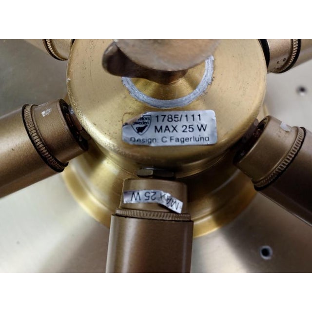 Flush Mount Chandelier in Glass and Brass by Carl Fagerlund for Lyfa, 1960s For Sale - Image 6 of 9