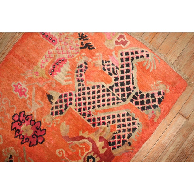 Zabihi Collection Orange Dragon Vintage Tibetan Rug - 3'1" x 5'9" For Sale In New York - Image 6 of 9