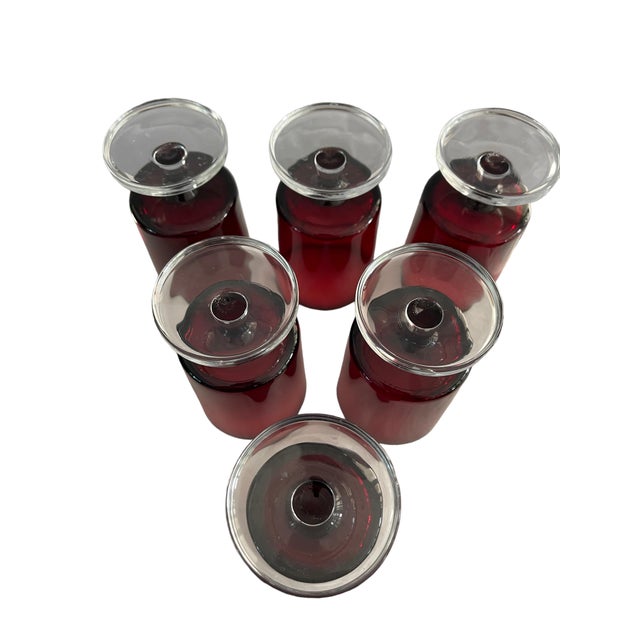 1970s French Luminarc Cavalier Ruby Wine Glasses - Set of 6 For Sale - Image 9 of 11