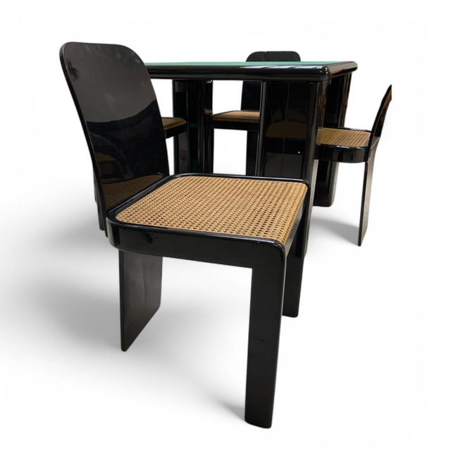 Game Table and Chairs in Lacquered Wood by Pierluigi Molinari, Milan, Italy, 1970s, Set of 5 For Sale - Image 4 of 8