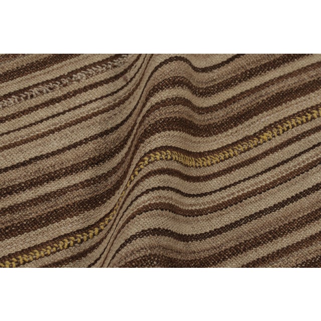 Textile Vintage Bidjar Persian Kilim, Tribal Rug in Brown Stripes For Sale - Image 7 of 8