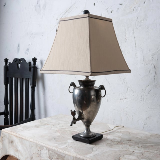 English Pewter Hot Water Urn Lamp, 19th Century For Sale - Image 4 of 9