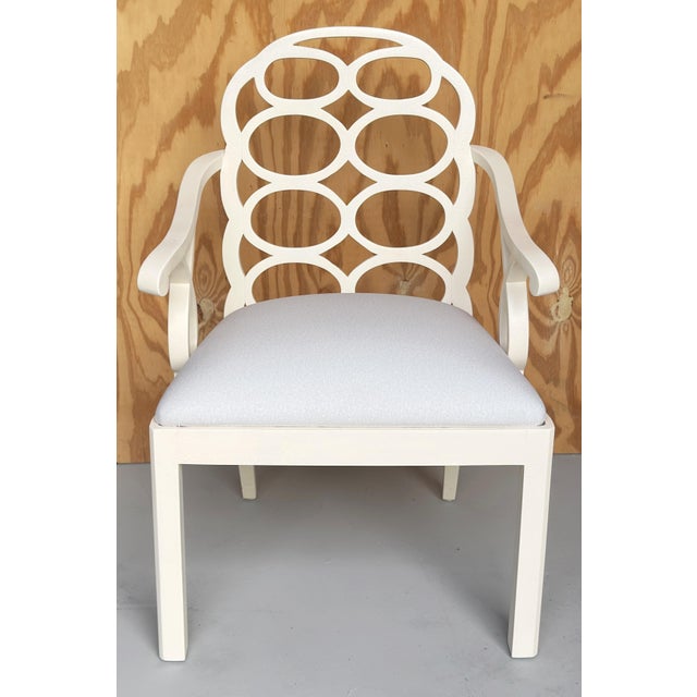 Modern Frances Elkins Style White Lacquered Loop Armchair For Sale - Image 3 of 4